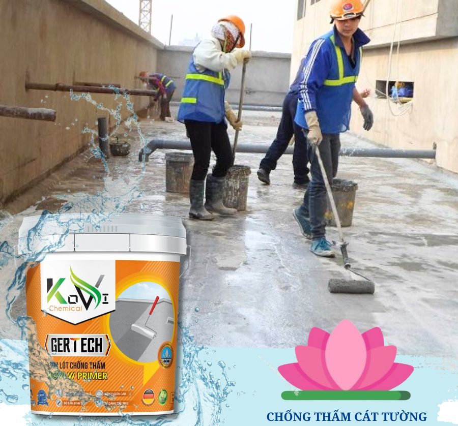 Thi công sơn lót chống thấm Kovi W Primer
