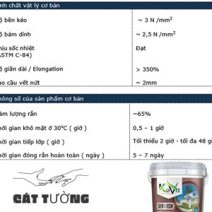 Thông số kỹ thuật của chống thấm gốc PU Kovi PU Plus